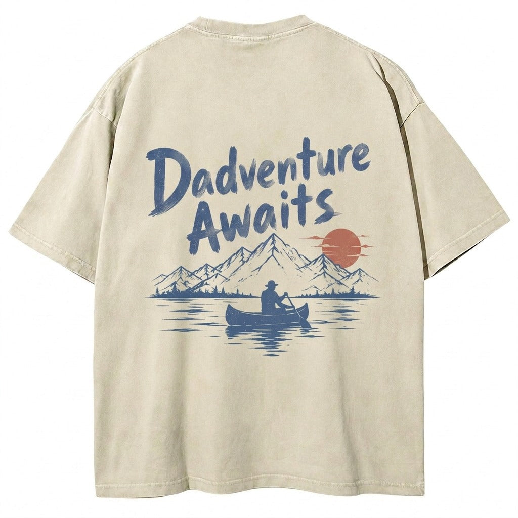 Dadventure Awaits Canoe Washed T-Shirt