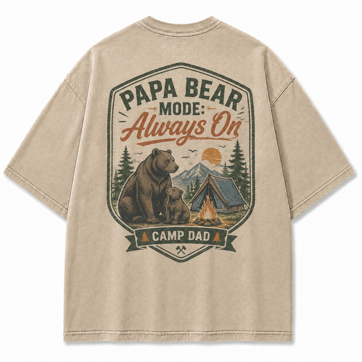 Papa Bear Camp Dad Washed T-Shirt