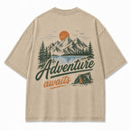 Adventure Awaits Mountain Camp Washed T-Shirt
