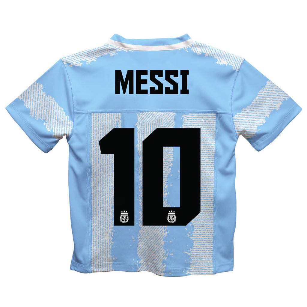 Lionel Messi Argentina National Team Vive La Fete Toddler Painted Stripes Football Jersey - Light Blue