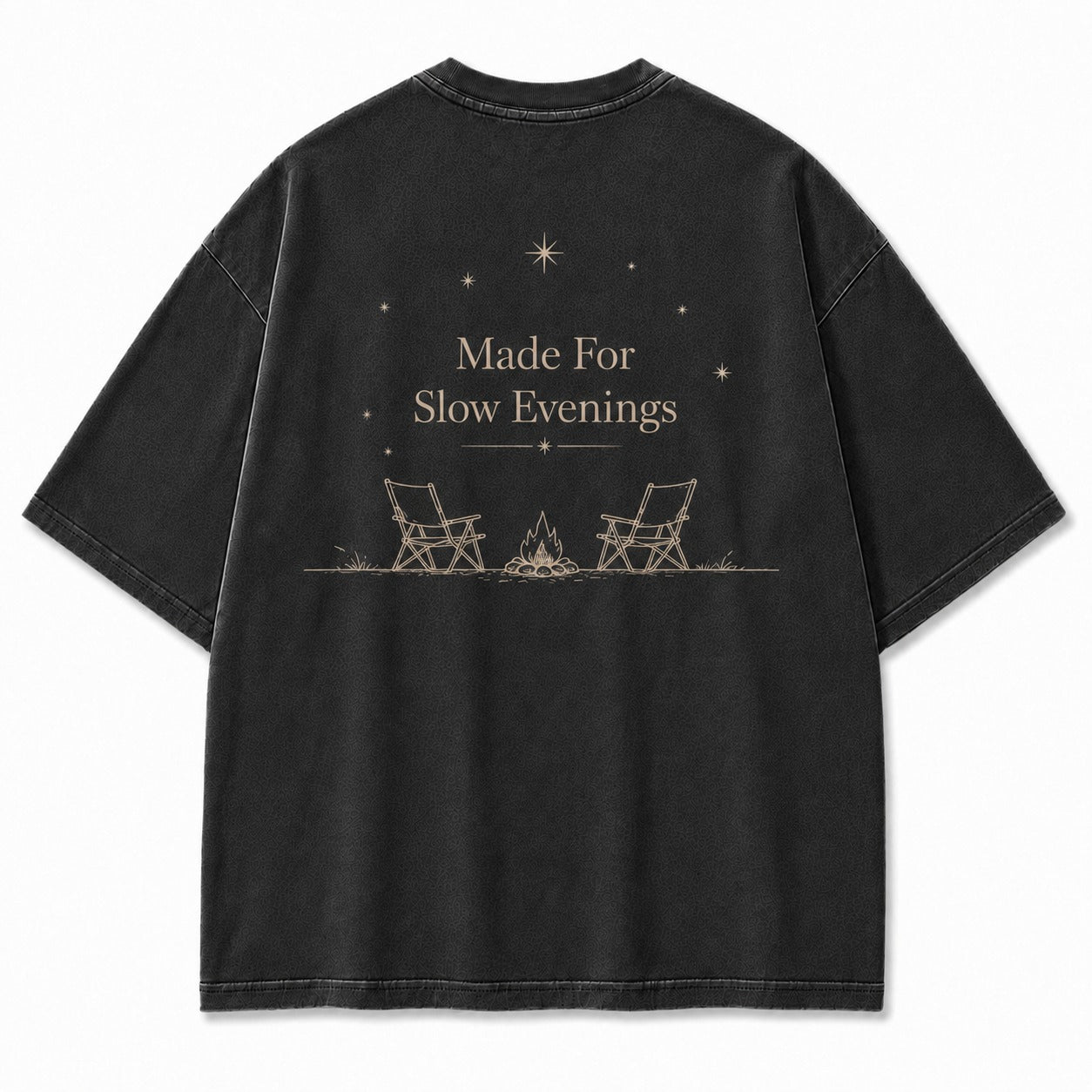 For Slow Evenings Under Open Skies Minimalist Campfire Tee
