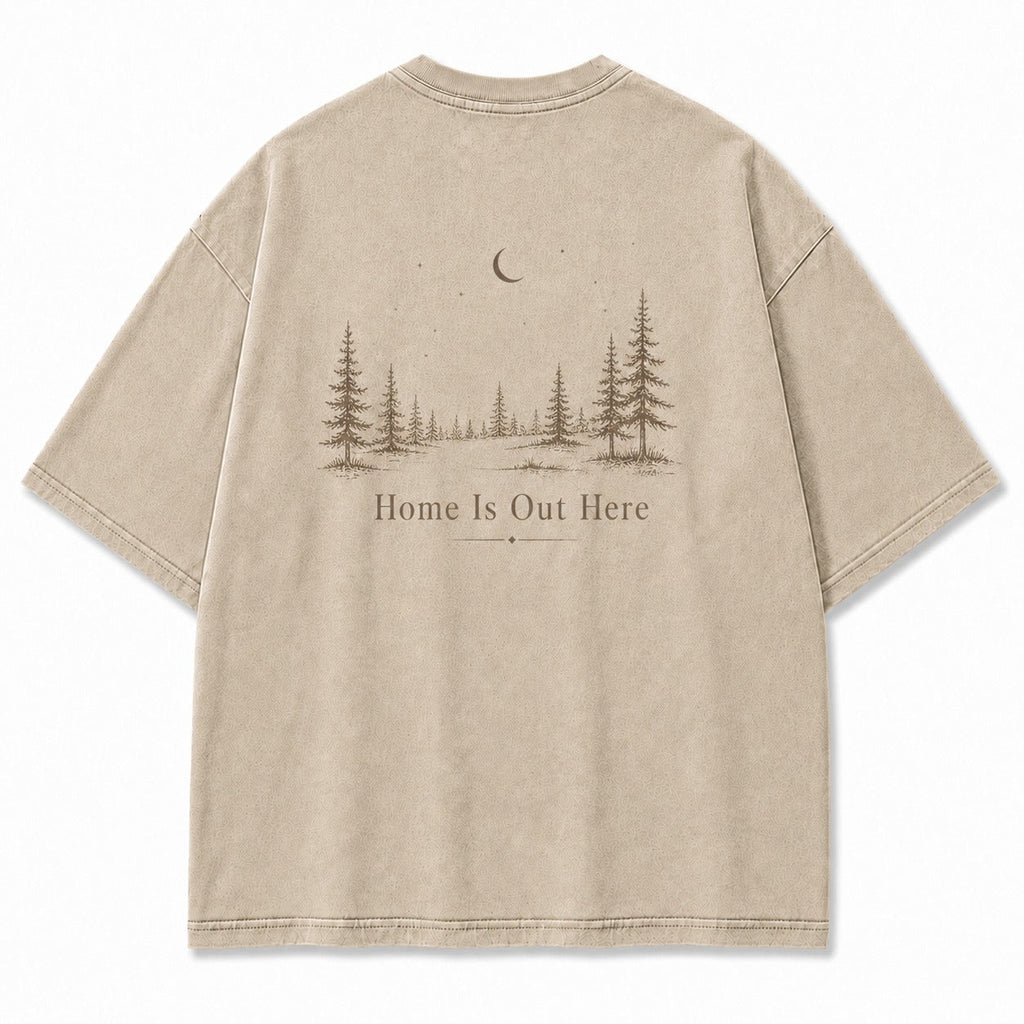 Home Is Out Here Minimalist Forest Tee