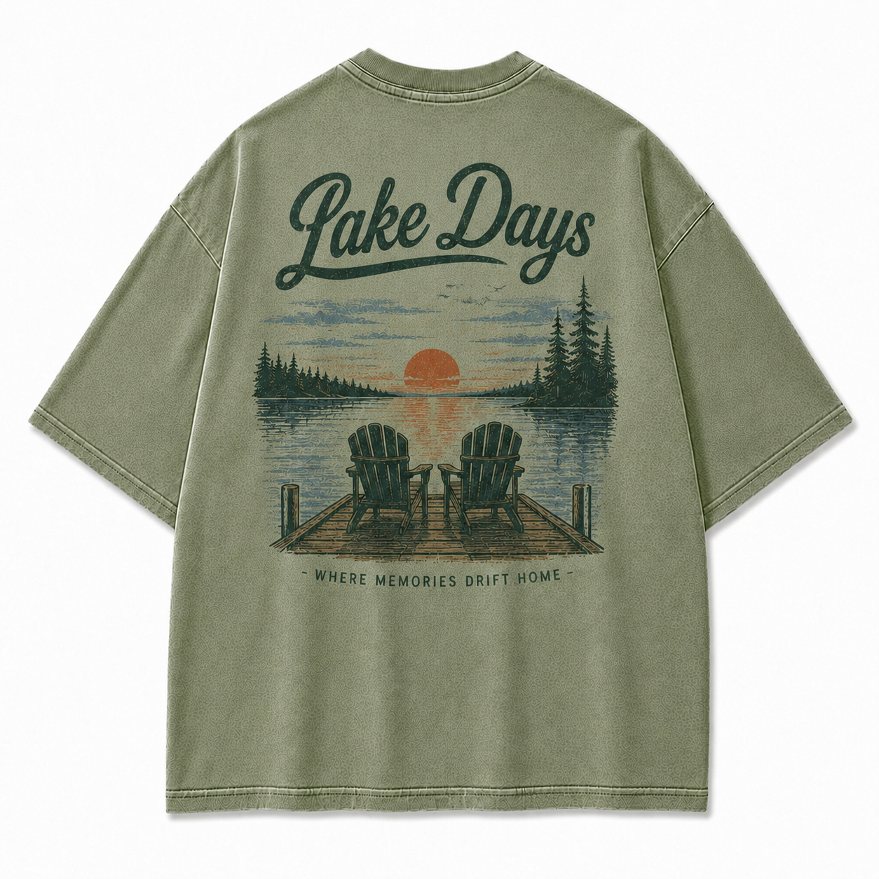 Where Lake Days Drift into Memories Outdoor Graphic Tee