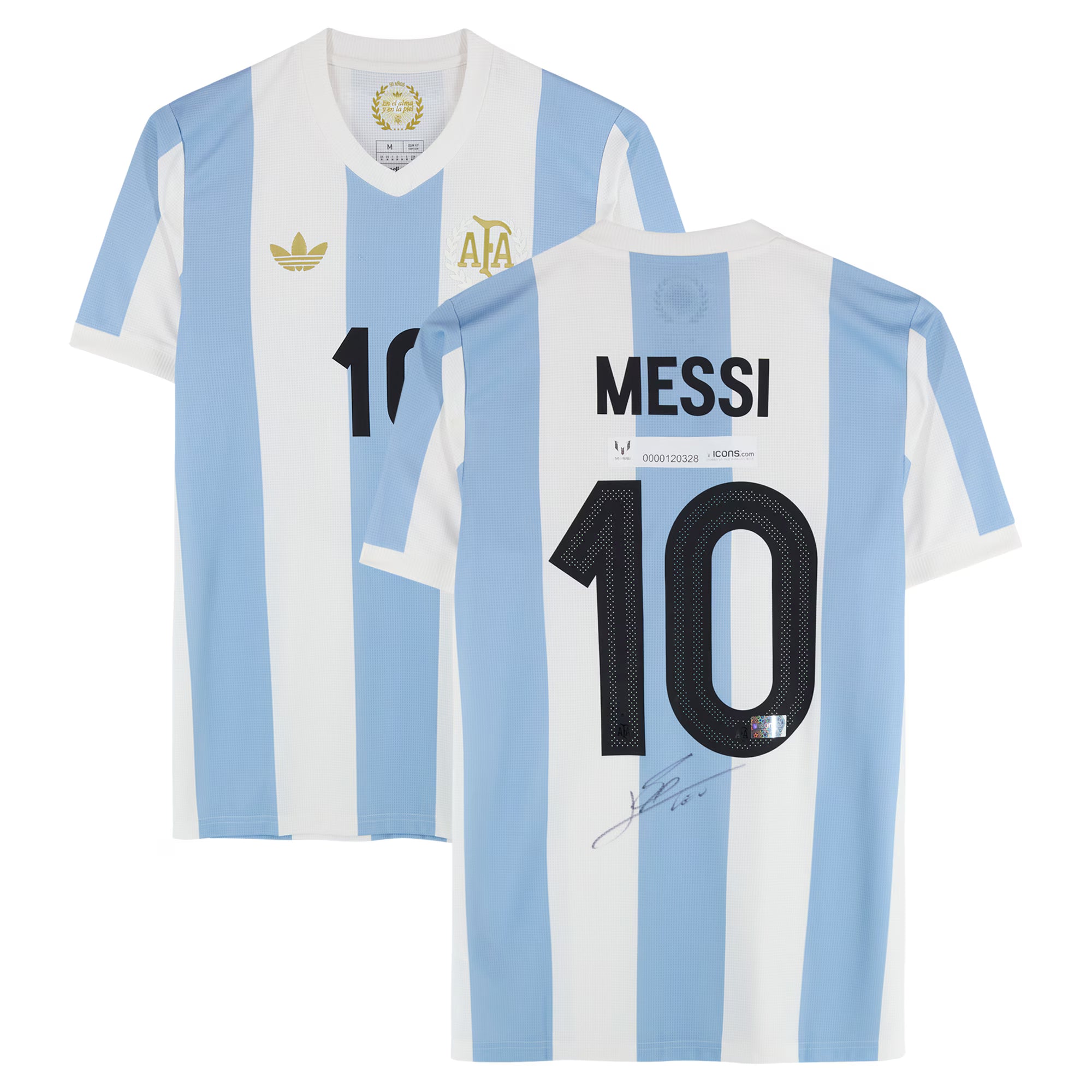 Lionel Messi Argentina National Team Autographed Fanatics Authentic Light Blue/White 50th Anniversary Jersey