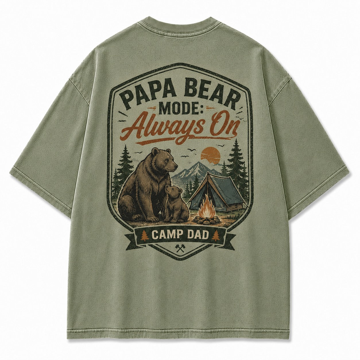 Papa Bear Camp Dad Washed T-Shirt