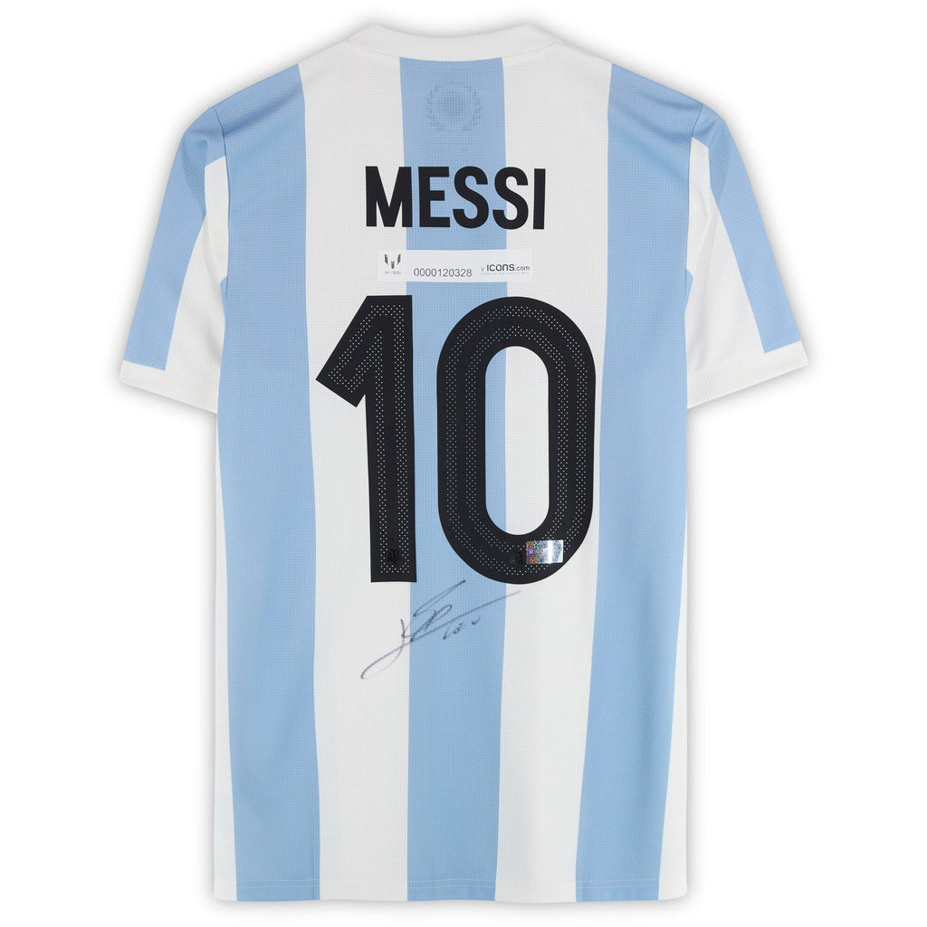 Lionel Messi Argentina National Team Autographed Fanatics Authentic Light Blue/White 50th Anniversary Jersey