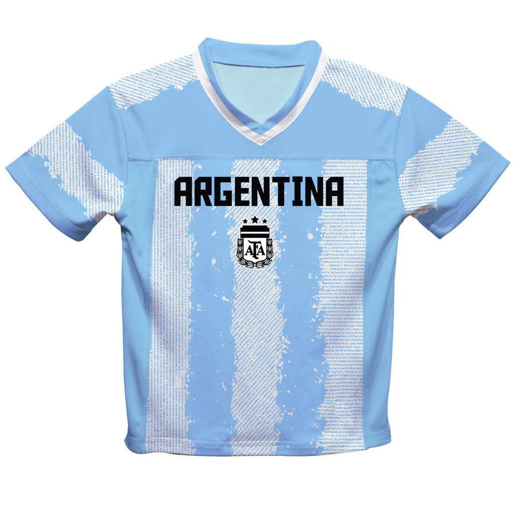 Lionel Messi Argentina National Team Vive La Fete Toddler Painted Stripes Football Jersey - Light Blue